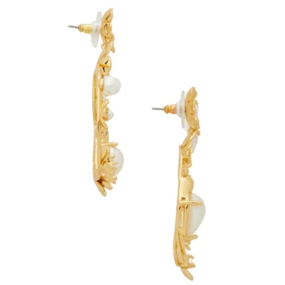 KATE SPADE • Spring Scene Flower Lovebirds Dove Hoop Earrings - Picture 3 of 5